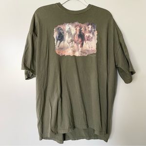 Comfort Colors Horse T Shirt Olive Green Nature 2XL Animals